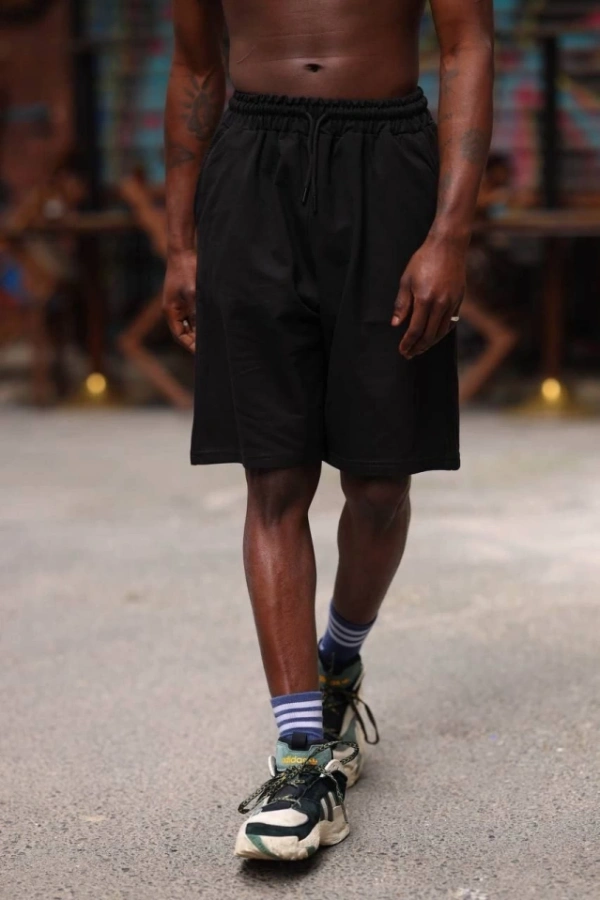 Erkek İki İplik Cepli Şort - Siyah