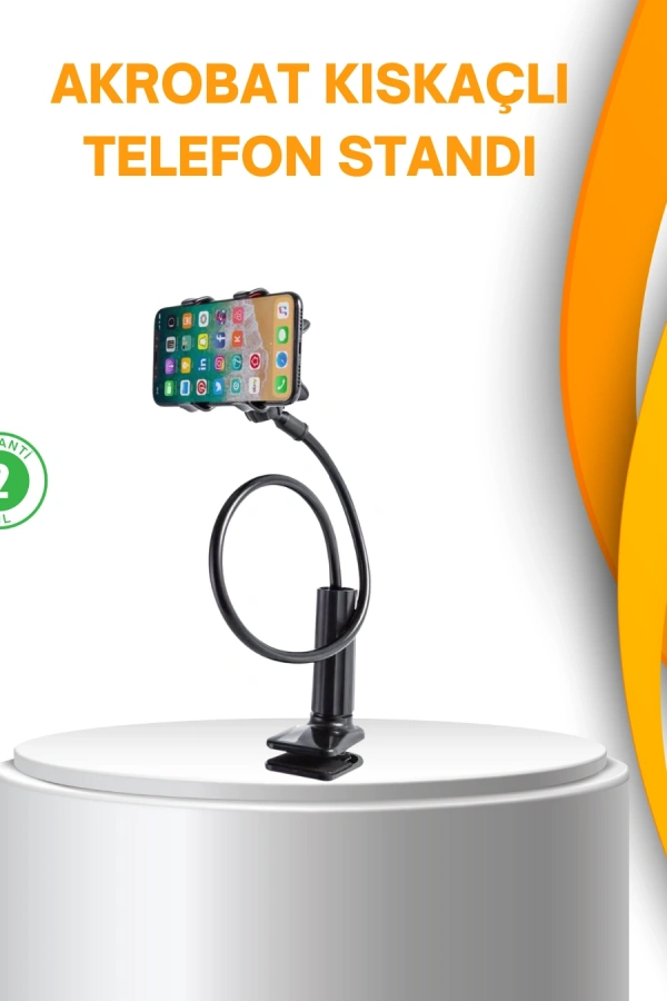 Esnek Gövdeli Mandallı Masaüstü Telefon Tutucu