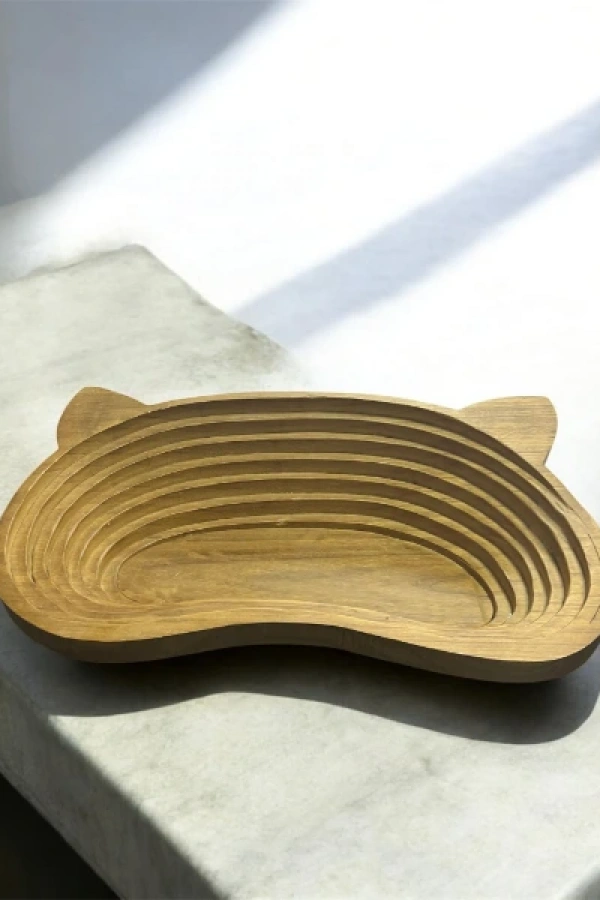 Evcil Hayvan Kulak Motifli Ahşap Yatak