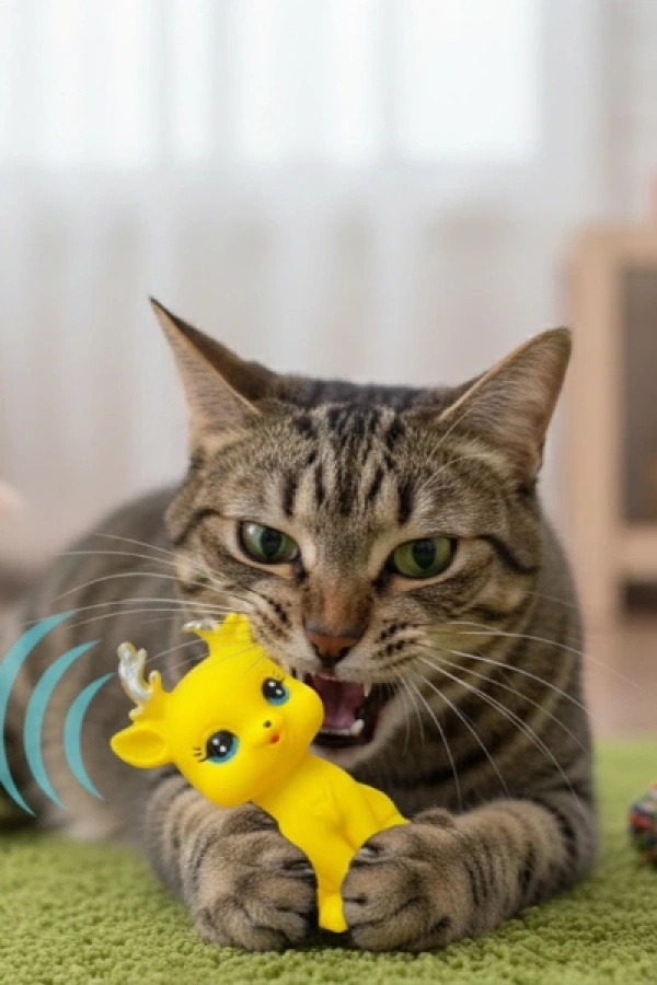 Evcil Hayvan Sesli Geyik Şeklinde Plastik Oyuncak