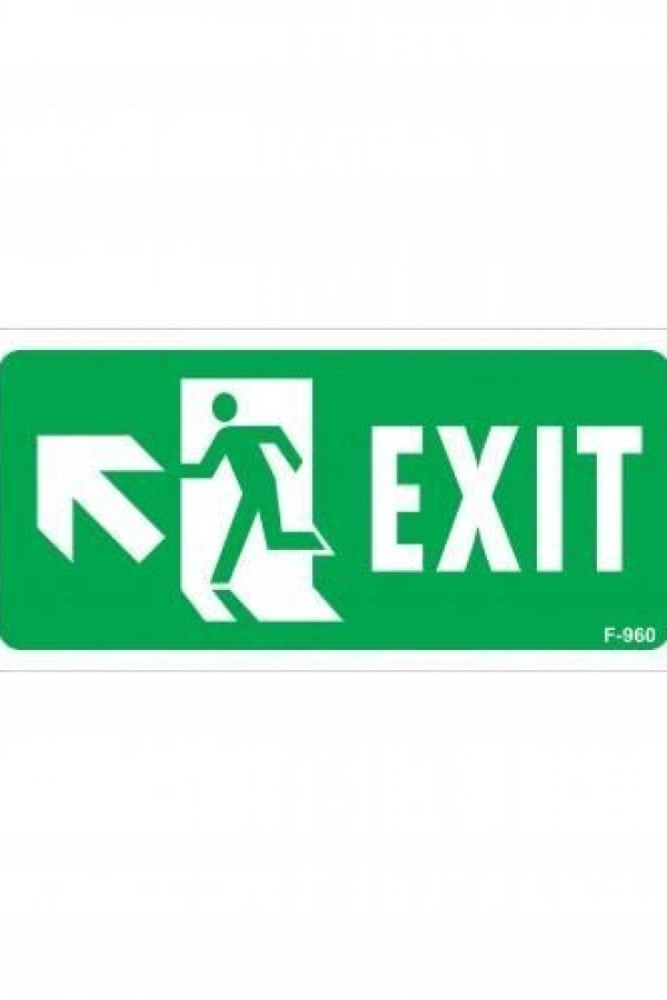 Exit Sol Yukarıı Uyarı Levhası 17,5x25 KOD:960