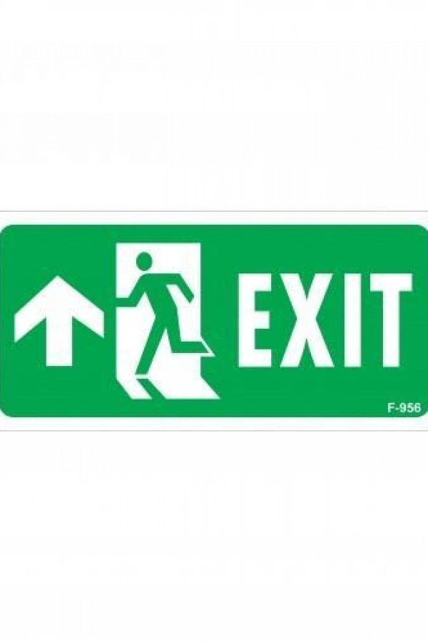 Exit Yukarı Sol Ok İşaretli Uyarı Levhası 17,5x25 KOD:956
