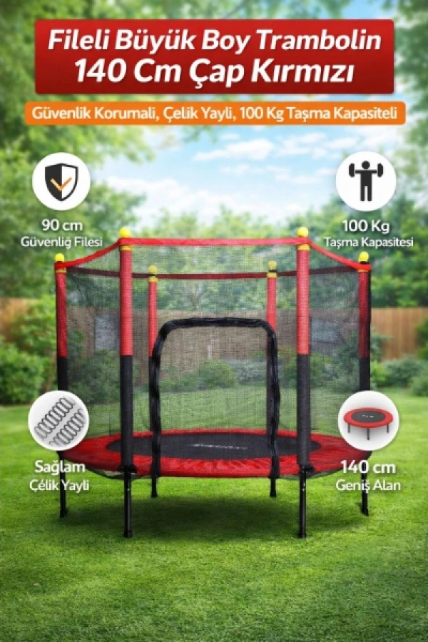 Fileli 140 cm Büyük Boy Trambolin