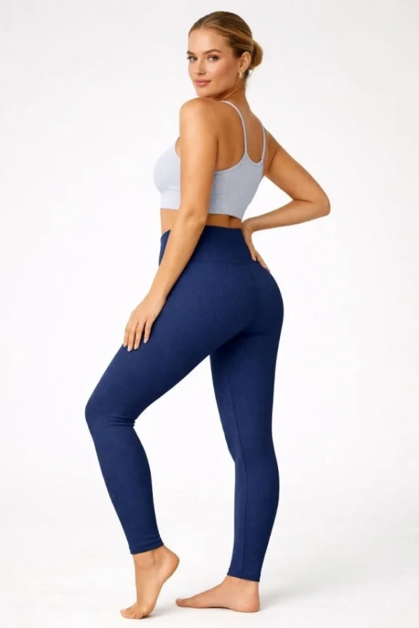 Fitilli Full Likralı Yüksek Bel Toparlayıcı Tayt Günlük Ve Spor Kullanım - Lacivert