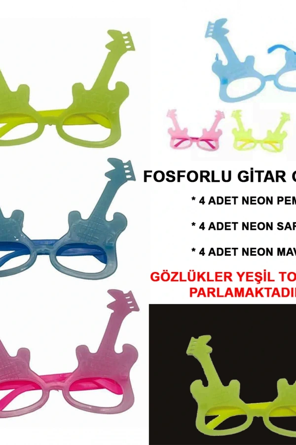 Fosforlu Gitar Glow Parti Gözlüğü 12 adet