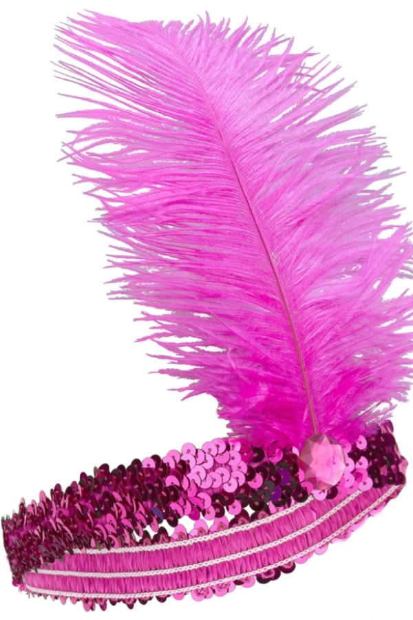 Fuşya Renk Çarliston Saç Bandı