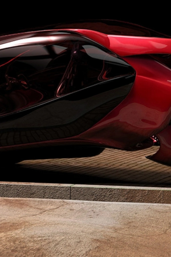 Futuristik Kırmızı Araba Kanvas Tablo 60 x 120