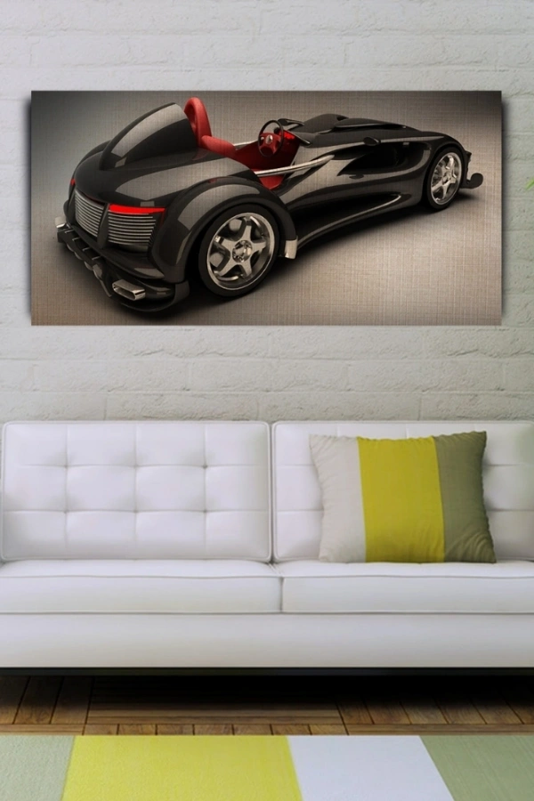 Futuristik , Siyah Spor Araba Kanvas Tablo 60 x 120