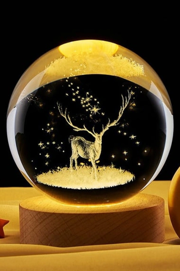 Geyik Tasarımlı USBli Cam Küre