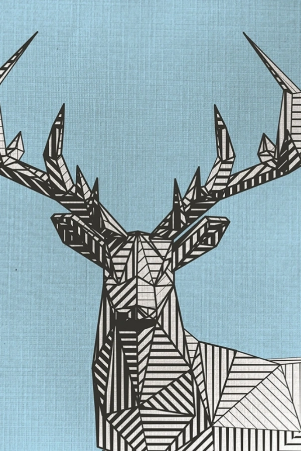 Geyik Temalı Soyut Çalışma Kanvas Tablo 50 x 70