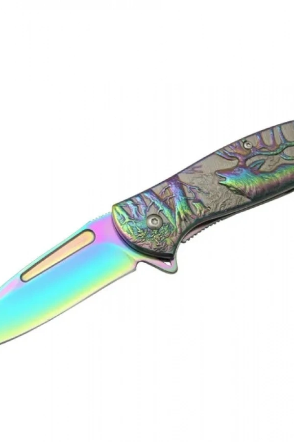 Geyikli Gökkuşağı Çakı 19,5 cm , Kemerlikli