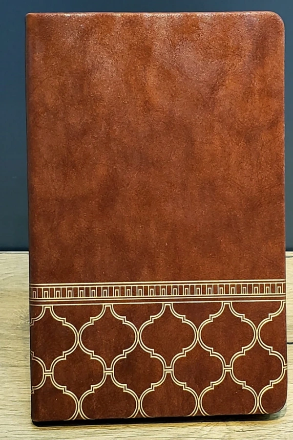 Gold İşlemeli Taba Rengi Deri Not Defteri