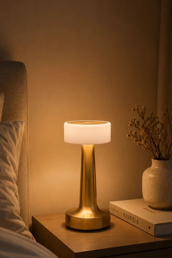 Gold Kare LED Masa Lambası Şarjlı Dimmer Kontrollü Dekoratif Işık