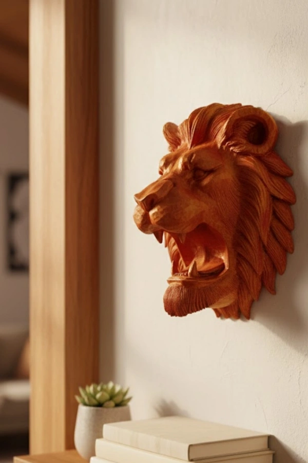 Gold Red Aslan Başı Duvar Aksesuarı