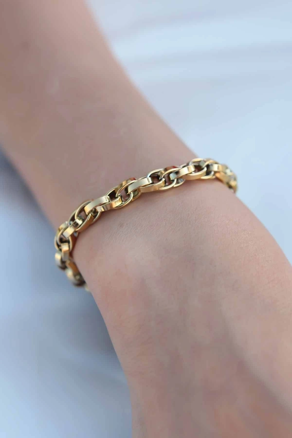 Gold Renk 316L Çelik Zincir Kadın Bileklik