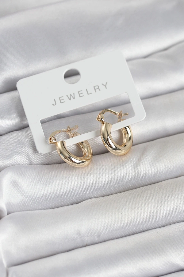 Gold Renk Pirinç Halka 15 mm Kadın Küpe
