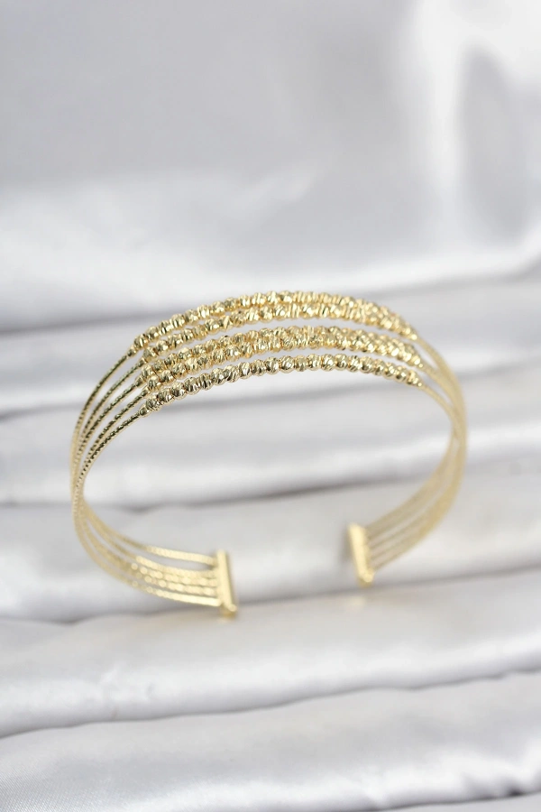 Gold Renk Pirinç Minimal Dorikalı Kadın Bileklik