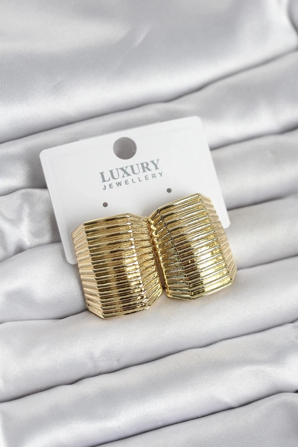 Gold Renk Pirinç Vintage Esintili Statement Küpe