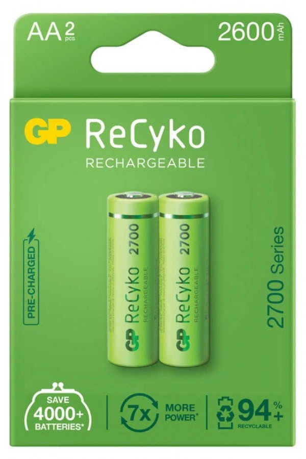 GP ReCyko 2600mAh AA Şarj Edilebilir Kalem Pil 2lİ Paket
