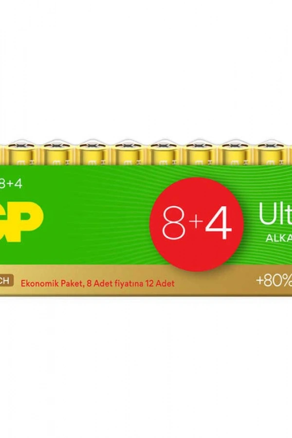 GP Ultra Alkalin AAA İnce Kalem Pil 12li Paket
