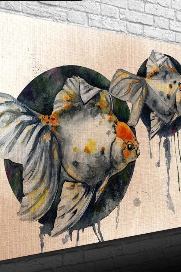 Gri Balık Kanvas Tablo 50 x 70