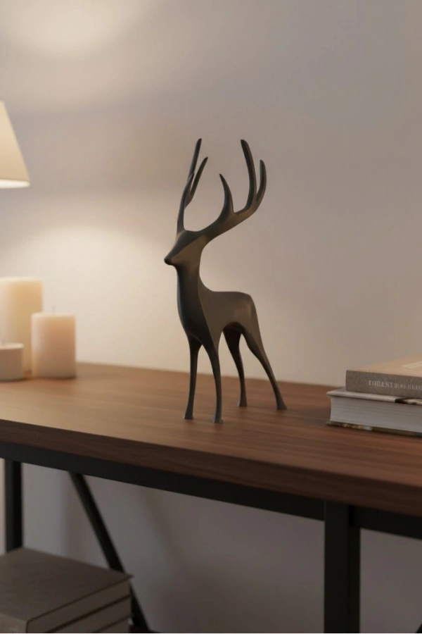 Gri Geyik Biblo Minimal Tasarım Şık Ev Aksesuarı