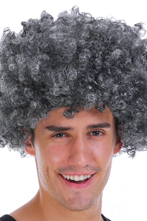 Gri Renk Kabarık Bonus Peruk Afro Takma Saç