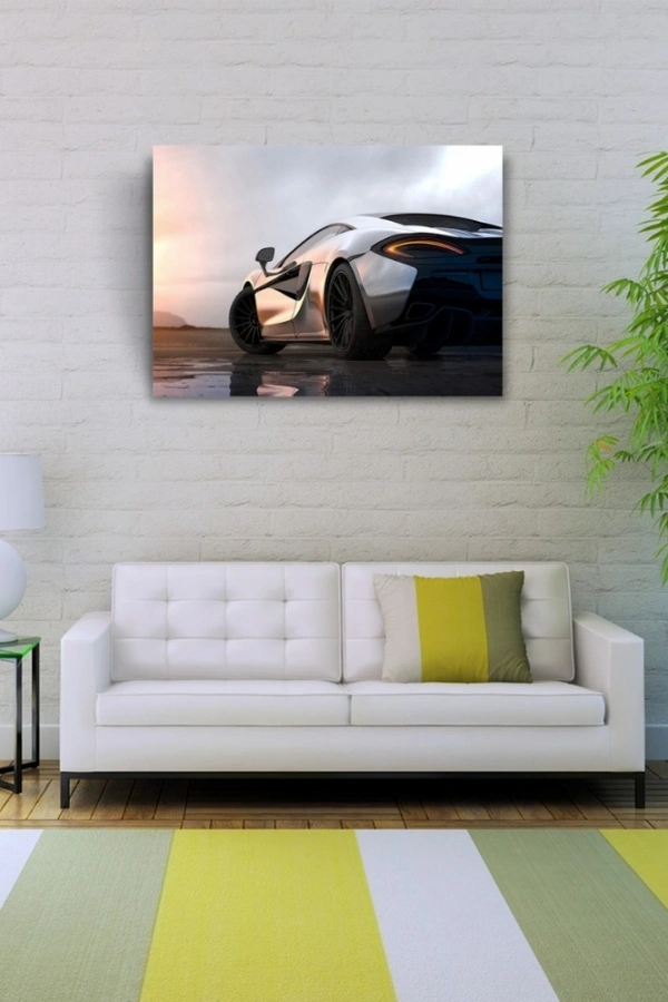 Gri Spor Araba Kanvas Tablo 50 x 70