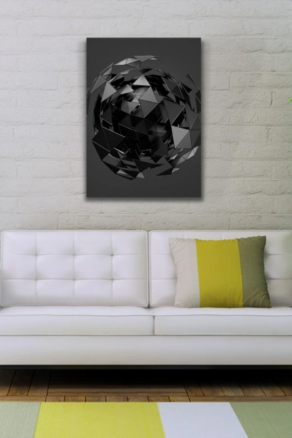 Gri Tonlarda Aynalı Küre Kanvas Tablo 50 x 70