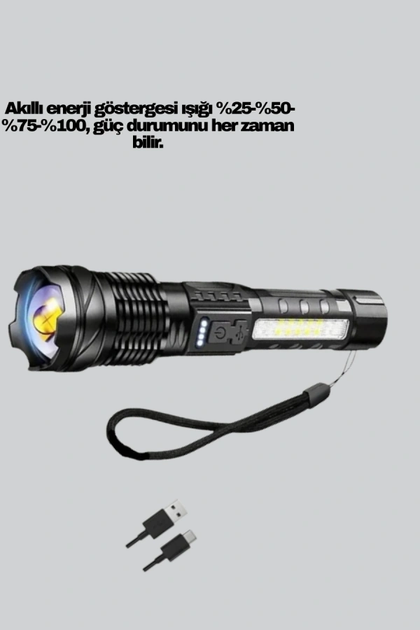 Güçlü LED El Feneri Şarj Edilebilir Çok Modlu