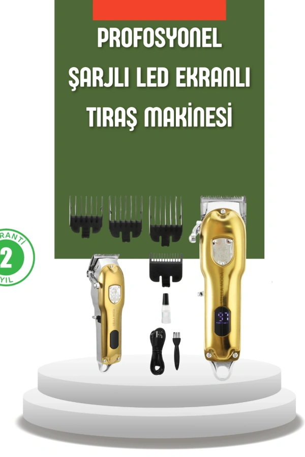 Güçlü Motorlu LCD Ekranlı Şarjlı Tıraş ve Şekillendirme Makinesi