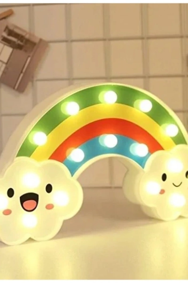 Gülen Bulutlu Gökkuşağı LED Gece Lambası