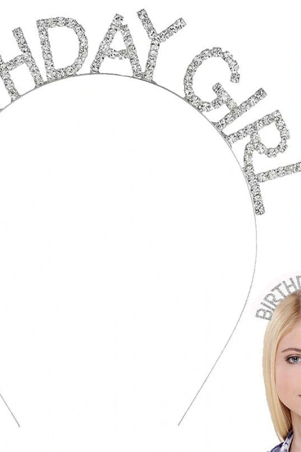 Gümüş Kristal Taşlı Birthday Girl Tacı