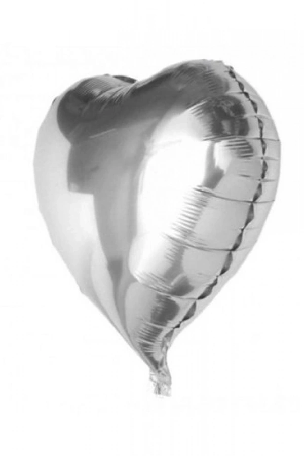 Gümüş Rengi Kalp Folyo Balon 60 Cm.
