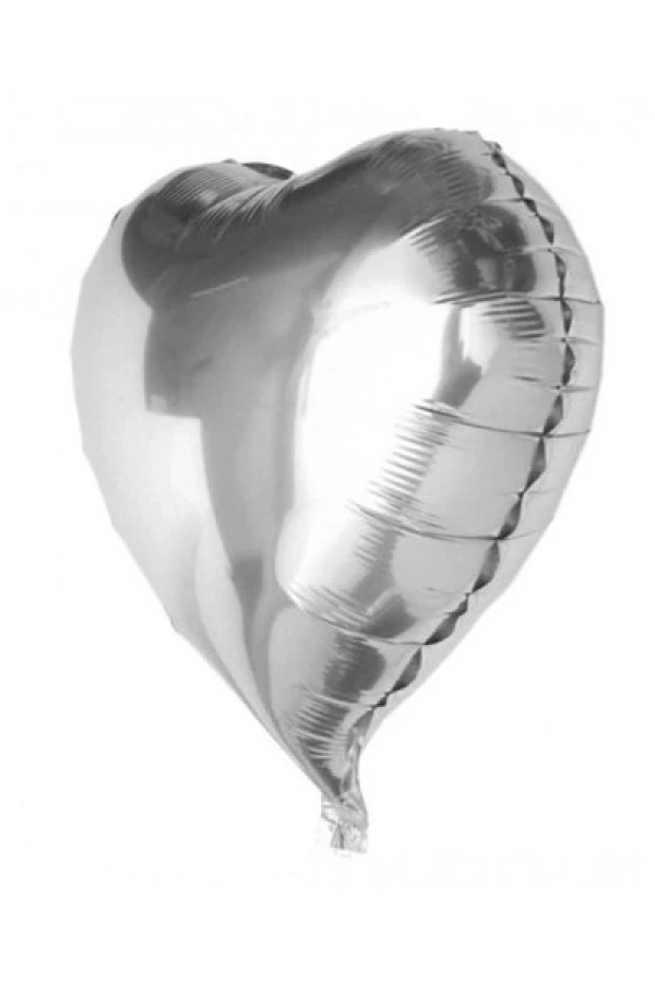 Gümüş Rengi Kalp Folyo Balon 60 Cm.