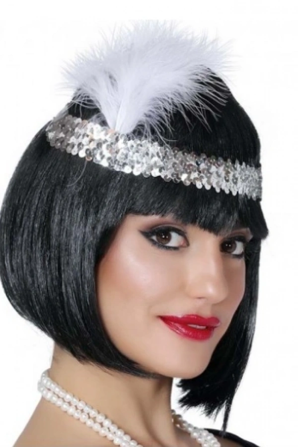 Gümüş Renk Çarliston Saç Bandı