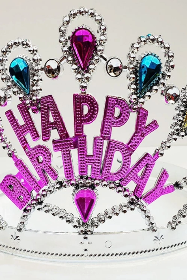 Gümüş Renk Happy Birthday Yazılı Doğum Günü Tacı