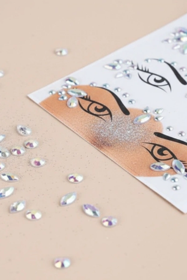 Gümüş Taşlı Makyaj Yüz Süsü