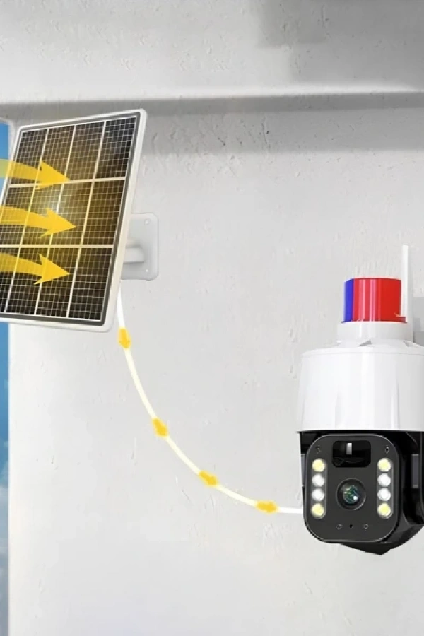Güneş Enerjili Alarmlı Çakarlı Dış Mekan Güvenlik Kamerası