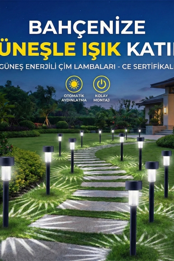Güneş Enerjili Bahçe Lambası Plastik Saplama 10lu Set