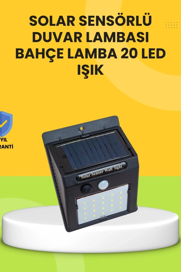 Güneş Paneli ile Şarj Olan 20 LED Dış Mekan Hareket Sensörlü Lamba