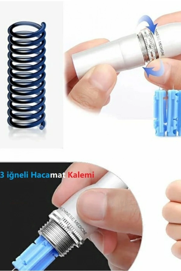 Hacamat kalemi 3 İğneli 100 ADET İĞNE HEDİYE