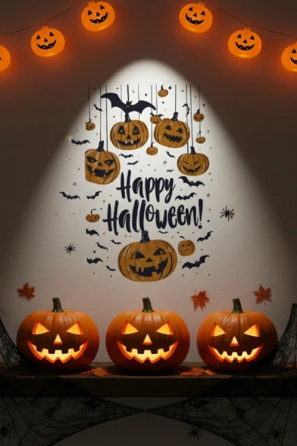 Halloween Temalı Balkabaklı Duvar Sticker Seti