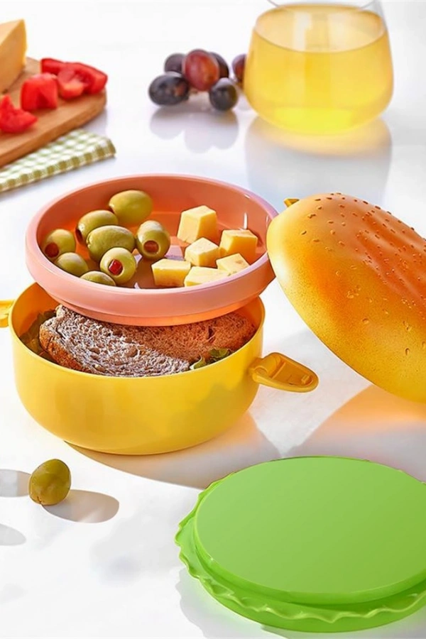 Hamburger Görünümlü Beslenme ve Saklama Kabı