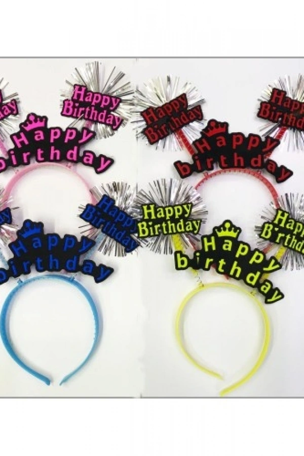 Happy Birthday Neon Renk Doğum Günü Tacı 12 Adet
