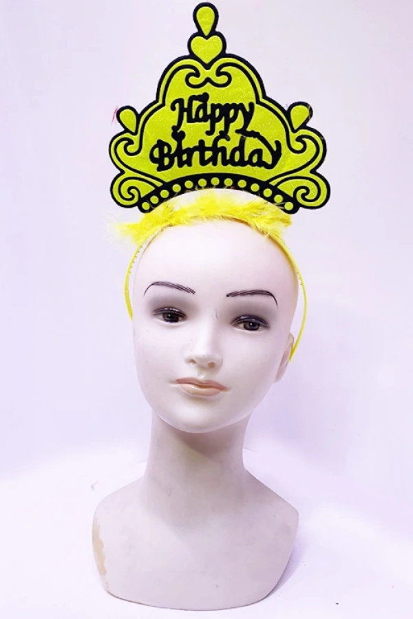 Happy Birthday Neon Sarı Taç