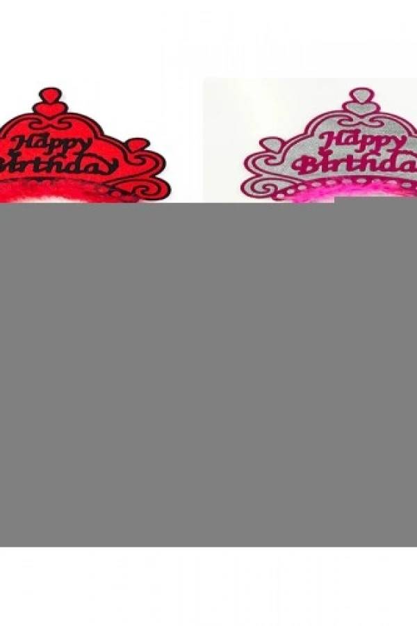 Happy Birthday Yazılı Neon Renk Taç 12 Adet