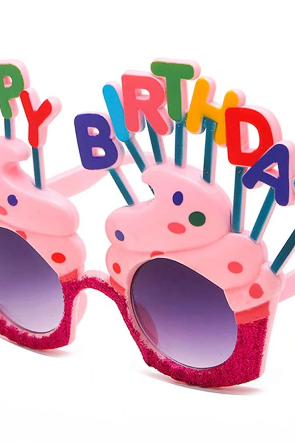 Happy Birthday Yazılı Pembe Fuşya Parti Gözlüğü
