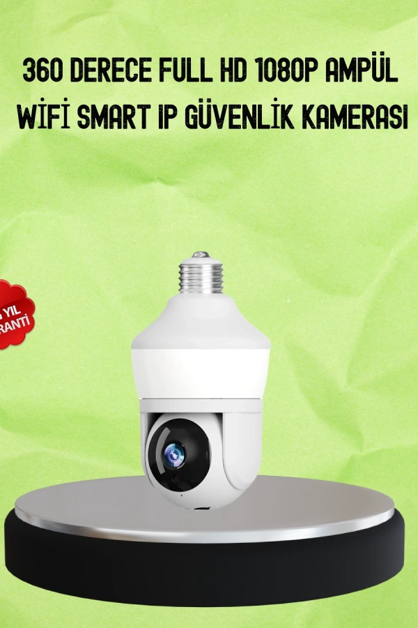 Hareket Algılamalı 360° Wi-Fi Akıllı Ampül Kamera