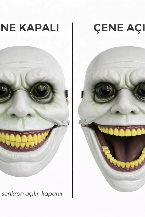 Hareketli Çene Mekanizmalı Korku Maskesi Yeşil